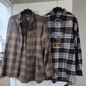 Ariat Men's Plaid Flannel Shirts - Brown and Black Both NEW 1 With Tag 1 Without